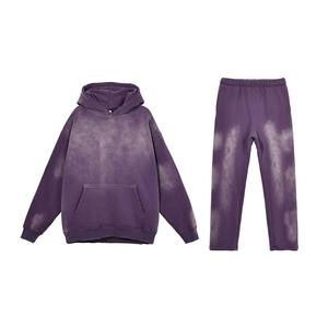 Survêtements vintage à effet délavé en gros, sweat-shirt à capuche pour homme, pantalon de survêtement, lavage délavé, dernière tendance, fermeture éclair, hiver, respirant - Product Image 2