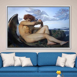 Impresión artística en lienzo de Ángel Caído de Alexandre Cabanel - Decoración elegante, 1 pieza: con marco blanco - Product Image 1