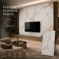 Panel de Pared de PVC de Lujo con Diseño de Mármol Blanco Dorado MORLENX, Lámina de Mármol UV para Decoración de Interiores