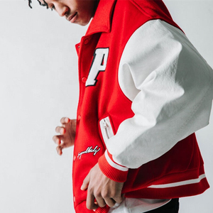 Wholesale Custom Embroidered Men's College Varsity Stand Collar Winter <b>Jacket</b> <b>Thin</b> Letterman Baseball Players Design <b>Waterproof</b> - Product Image 3