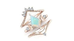 Shama Gems Jewels 925 Sterling <b>Silver</b> Rose Gold Plated Kite Shaped <b>Opal</b> Luxury Engagement <b>Ring</b> Prong Setting Wedding <b>Ring</b> - Product Image 3