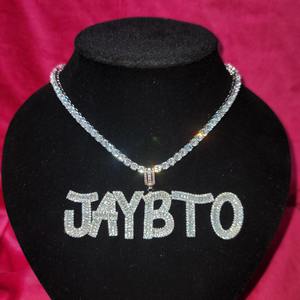 สร้อยคอจี้ตัวอักษรทรงบาแก็ตต์ ชุบทองคำขาว ประดับเพชรโมอิสซาไนต์ VVS หรูหรา เงินแท้ 925 สไตล์ฮิปฮอป สำหรับผู้หญิง ราคาประหยัด - Product Image 5