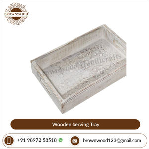 Ensemble de plateaux de service en bois de qualité supérieure Plateau décoratif en bois de manguier sculpté à la main rectangulaire Lot de 3 approvisionnement direct en usine Hôtel Restaurant - Product Image 2