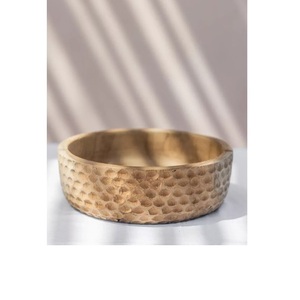 Ensaladera de madera decorativa de esmalte hecha a mano de suministro indio, cuenco de madera de mango de diseño impreso personalizable para uso multiusos - Product Image 3