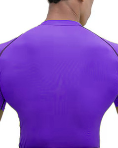 Chemise d'entraînement de compression à demi-manche et à séchage rapide pour homme Skinny Fit Spandex Long Rash Guard Motif uni sublimé pour BJJ MMA - Product Image 4