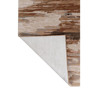 พรมขนสัตว์ผสมวิสโคสทอมือลายนามธรรมสีเบจ-น้ำตาล ยี่ห้อเจเนซิส สำหรับบ้าน ห้องนั่งเล่น ห้องนอน ห้องพักโรงแรม-ความหนาแน่นสูง-Tnq-4305 - Product Image 5