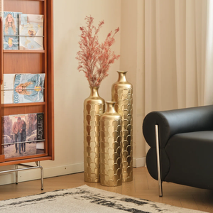 Classical Metal Flower Vase Home Office Wedding Decor Gold 3 Pieces Flower Vase <b>for</b> Living Room & Home Decor - Product Image 5