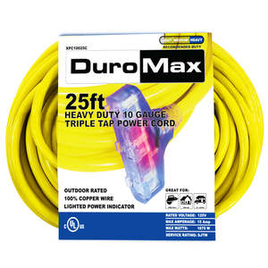 Cable de Extensión de Alimentación de Triple Conexión DuroMax XPC10025C de 25 Pies y Calibre 10 - Product Image 1