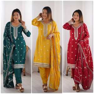 Red Salwar Kameez Dupatta, Pakistani <b>Indian</b> Outfit Dresses, Straight <b>Trouser</b> Kurtis Pant Suits, Gift For Her - Product Image 6