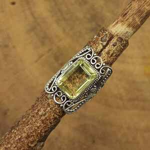 925 Sterling Silver Trendy Design Ring Naturel Vert Citron Topaze Pierre À Facettes Diamant Principal Nature Inspiré En Gros Bijoux - Product Image 2