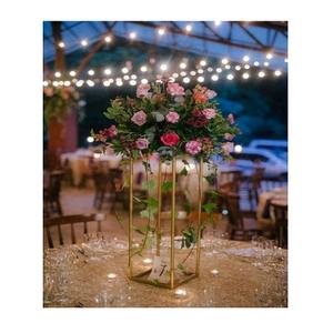 Centre de table au design simple, couleur or, en fer, taille et forme personnalisées, pour décoration de mariage - Product Image 1