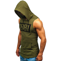 Chaleco sin mangas con capucha y logotipo personalizado para hombre, camisetas sin mangas para gimnasio, culturismo, correr, comprar