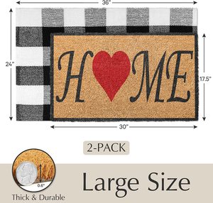 Tapis de porte arrière beige épais anti-dérapant en fibre de coco conçu sur mesure tapis d'entrée extérieur Home Sweet Home pour un usage domestique - Product Image 2