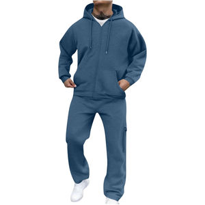 Ensemble de survêtement exclusif pour hommes avec bas coordonné zippé sur le devant conçu pour le confort et l'attrait de la rue moderne - Product Image 5