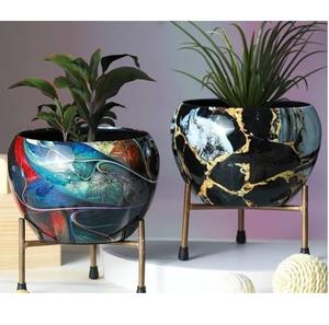 Maceta Metálica para Plantas, Acabado Esmaltado, Soporte para Plantas de Interior, Maceta Metálica, Maceta Decorativa para Plantas Verdes - Product Image 5