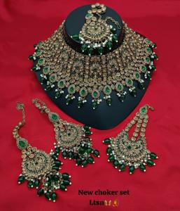 Tradicional antiguo hecho a mano CZ tachonado hilo trabajo Patwa indio collares pendientes y ropa para la cabeza para mujeres y niñas conjuntos de joyería - Product Image 2