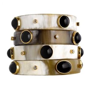 Conjunto de Brazaletes de Cuerno de Búfalo Estilo Ángel para Mujer, Joyería de Cuerno Natural Real con Ágata, Regalo Perfecto para Mujer - Product Image 1