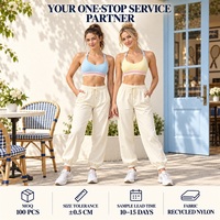 Soutien-gorge de sport personnalisé avec logo, certifié GRS, bleu roi, double bordure rayée, 72 % coton recyclé, 28 % élasthanne, pour extérieur, café, terrasse