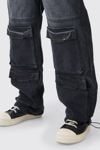Nuevos Jeans de Mezclilla Ajustados Elásticos de PU con Lavado Azul Antiguo, Estilo Motero, Rotos y Desgastados, para Hombre, Jeans Blancos Apilados con Estilo - Product Image 3
