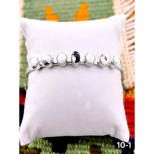 Southwest Handmade White Buffalo & Sterling Silver Fashion Cuff <b>Bracelet</b> - Product Image 3