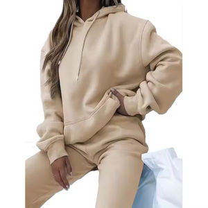 Chándales de lana de algodón 100% de alta calidad para mujer, chándales cómodos de Color para el sudor, ropa informal para mujer - Product Image 4