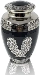 Urne de crémation gravée en argent nouvellement Design ailes d'ange urnes de crémation urnes de crémation en gros - Product Image 2