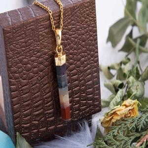 Pendentif en argent sterling 925 fait à la main avec sept pierres de chakra pour collier de femmes bijoux en vrac plaqué or et rhodium d'Inde - Product Image 6