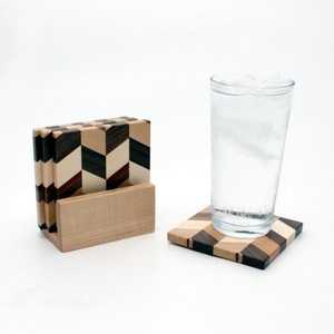 Modern Classic Style Bone Inlay 4 Piece <b>Coaster</b> <b>Set</b> High Quality Handmade Wooden Mats Pads Custom Logo for Tea Coffee - Product Image 2