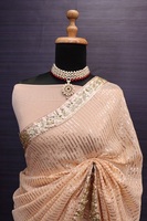 Indien Bollywood traditionnel exclusif Faux Georgette Saree élégant mariée mariage fête porter séquence travail avec chemisier ethnique
