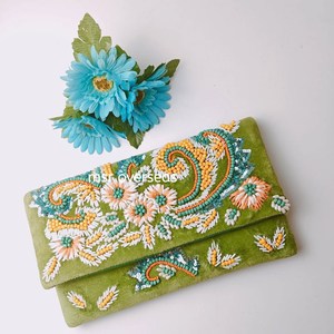 Sac à main de soirée élégant et tendance en perles véritable, sac à main pour femme, doublure en polyester, bouton, décoration de lettres - Product Image 2