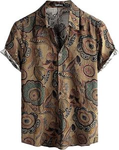 Nouveautés d'été Tendance Jeunesse Mode Chemise à fleurs Style Hong Kong Décontracté Ensemble deux pièces pour homme à manches courtes et short de plage - Product Image 1