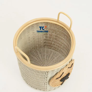 Cesta de almacenamiento con forma de oso de hibernación de ratán bohemio con asa, cesta tejida para recién nacido - Product Image 2