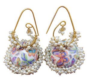 Indian Handpainted Meenakari Work Gold Plated <b>Jhumka</b> <b>Earring</b> for Women Butterfly Design Mogra Fitted Pearl Made of Brass - Product Image 1