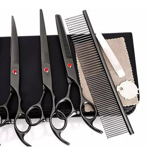 Juego de Tijeras de Peluquería para Perros/Gatos/Caballos de Alta Calidad, 440C, Negras, Dientes de 1 Pulgada, Reutilizables, Ecológicas, Instrumento Veterinario - Product Image 6