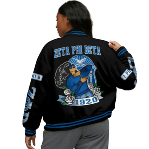 Zeta Phi Beta 1920 Fondateurs de la vie grecque Bleu Blanc Varsity Letterman Veste Sorority ZPB Chenille Patch Vêtements - Product Image 2