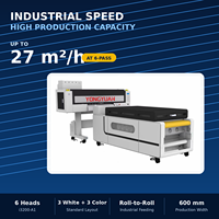Imprimante DTF F60 60cm avec secoueur de poudre automatique et sécheur, 6 têtes Epson I3200, système d'impression textile rouleau à rouleau