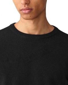 Suéter de cuello redondo de piqué de algodón en color negro Venta al por mayor Cárdigan superventas Ropa de invierno Suéteres de alta calidad transpirables - Product Image 4