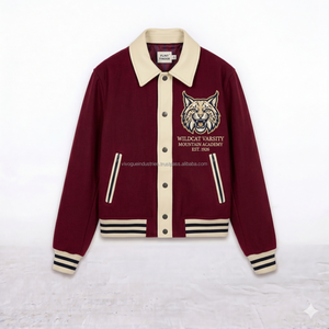 Veste universitaire unisexe en molleton épais avec logo personnalisé, style vintage, broderie et impression, doublure en polyester - Product Image 5