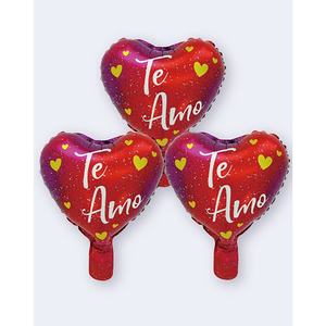 Globos de Aluminio con Forma de Corazón 'Te Amo', 24.5x30.5cm, Decoraciones para Fiestas, Bolsa de 12 Piezas - Product Image 1