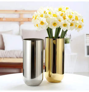 Florero Cilíndrico de Metal con Acabado de Espejo, Decoración de Mesa para Interiores del Hogar, Centro de Mesa para Arreglos Florales, Estilo Moderno Premium - Product Image 4