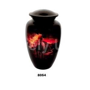 Urna para adultos de cremación de caballos grandes de aluminio negro para cenizas humanas, urna decorativa para hombres y mujeres con bolsa de terciopelo gratis - Product Image 1