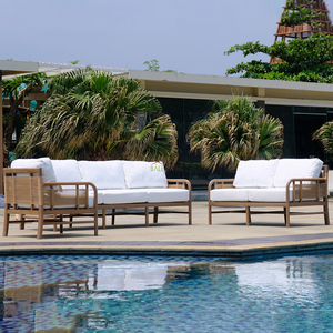 Bale Living Lisbon Outdoor <b>Sofa</b> Set with Deep Seating Modern Design <b>Waterproof</b> Wood Construction Indonesia Manufactured - Product Image 4