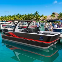Bateau à pontons en fibre de verre, moteur hors-bord 90 CV, haute vitesse, divertissement familial et pêche en lac, toutes saisons, nouveau modèle
