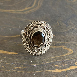 Handmade Designer Smoky <b>Quartz</b> <b>Ring</b> 6.2 Grams Cushion and Oval Cut Rhodium Plated Fine Jewelry for Everyday Wear - Product Image 1