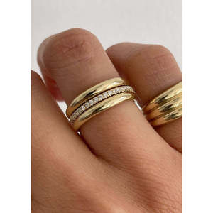 Bague Ellipse Pauline Dainty en Or Massif 14 carats Plaqué Rhodium avec Sertissage Invisible, Bijou Quotidien en Pierre Précieuse - Product Image 2