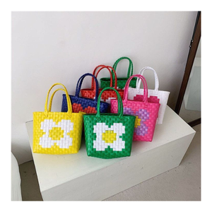 Handwoven PP Strap Weaving Fashionable Colorful <b>Beach</b> Handbag for Ladies New Year Occasion Handbag Mexico <b>Plastic</b> Weave <b>Bag</b> - Product Image 4
