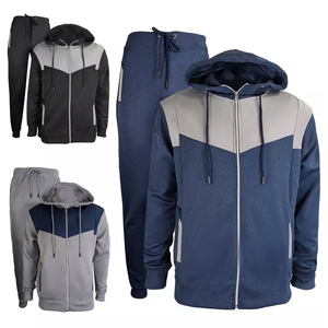 Chándal con capucha y cremallera para hombre, manga larga, respetuoso con el medio ambiente, sólido, 100% algodón, ropa deportiva, parte inferior para correr, tallas grandes, invierno, - Product Image 1