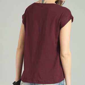 Venta al por mayor de alta calidad de las mujeres camiseta Casual de secado rápido transpirable cuello en V de corte regular de manga corta personalizado liso teñido - Product Image 2