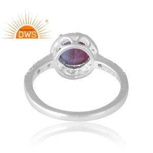 Nuevo diseño de tendencia 925 plata esterlina natural Bio Alejandrita Doublet cuarzo y CZ anillo de piedras preciosas fabricante de joyería personalizada - Product Image 2