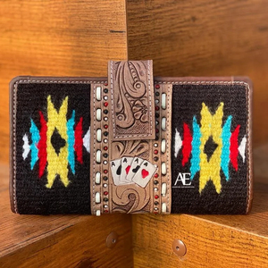 กระเป๋าสตางค์หนังสีน้ำตาลวินเทจแบบใหม่สไตล์ตะวันตก aztec คลัทช์เครื่องมือที่ไม่ซ้ำกันออกแบบการ์ดผ้าไนลอนที่ทันสมัย - Product Image 1